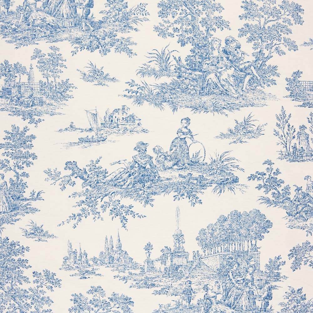 Tela Algodão Estampado Toile Jouy Azul - Ribes y Casals