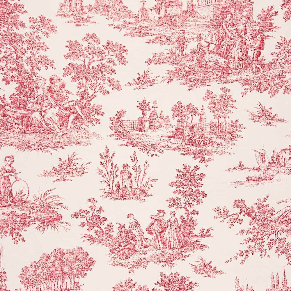Tela Estampada Algodão Toile Jouy Vermelho - Ribes y Casals