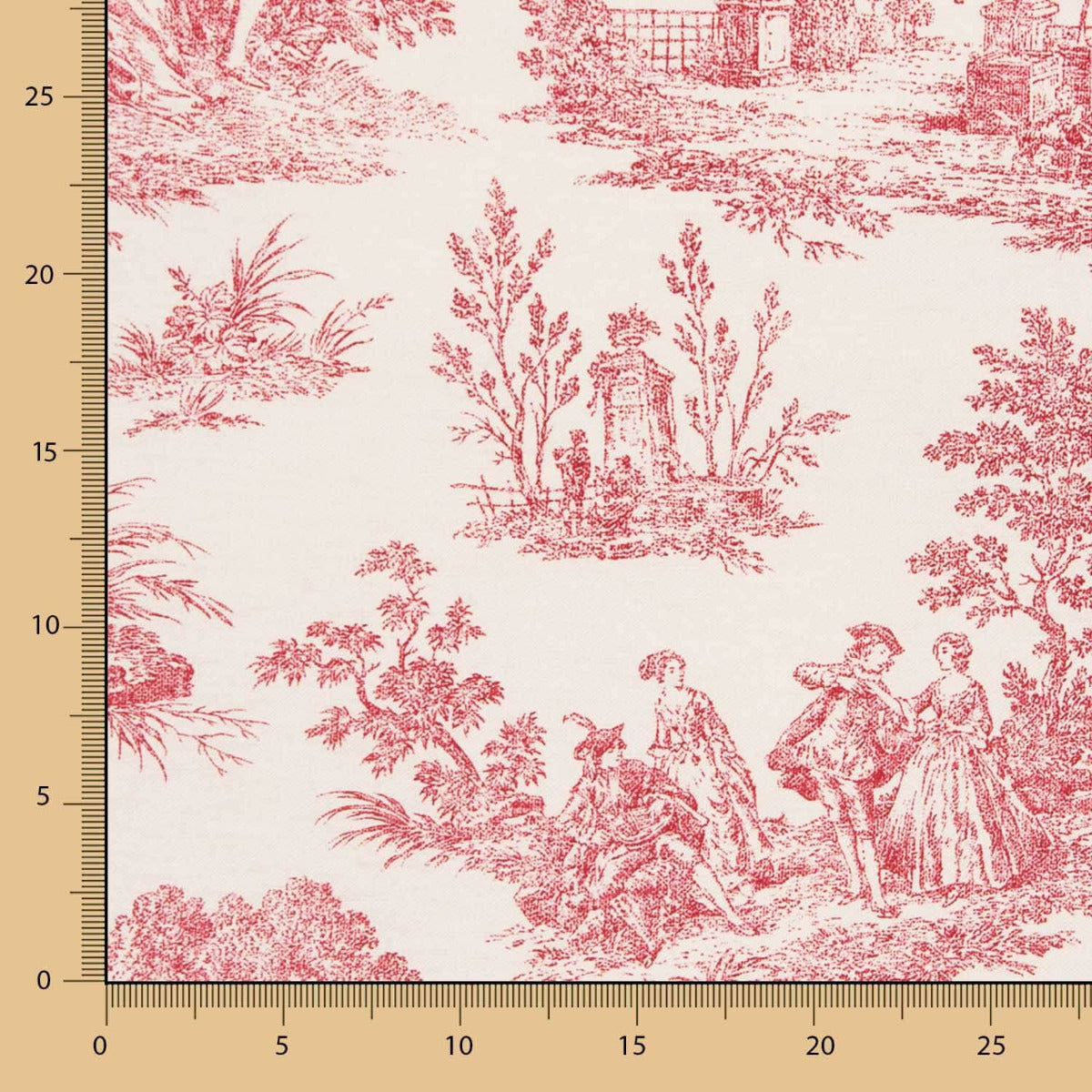 Tela Estampada Algodão Toile Jouy Vermelho - Ribes y Casals