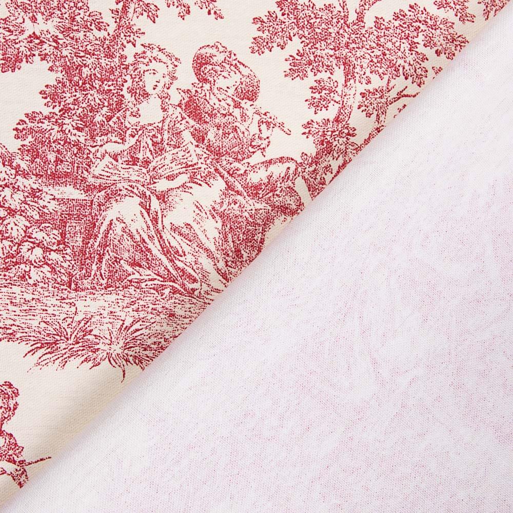 Tela Estampada Algodão Toile Jouy Vermelho - Ribes y Casals