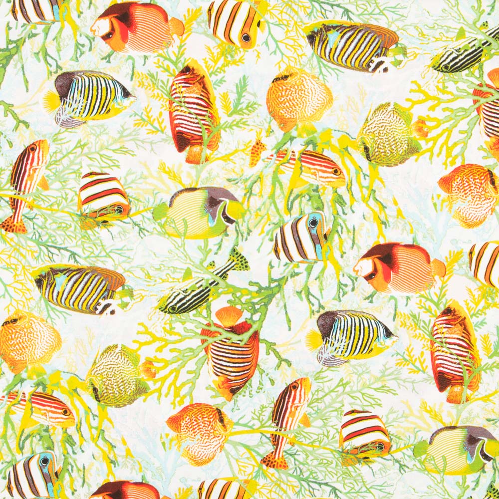 Loneta Estampada Aqua Amarelo - Ribes y Casals