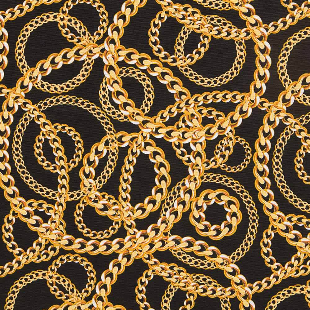 Loneta Estampada Correntes Preto - Ribes y Casals