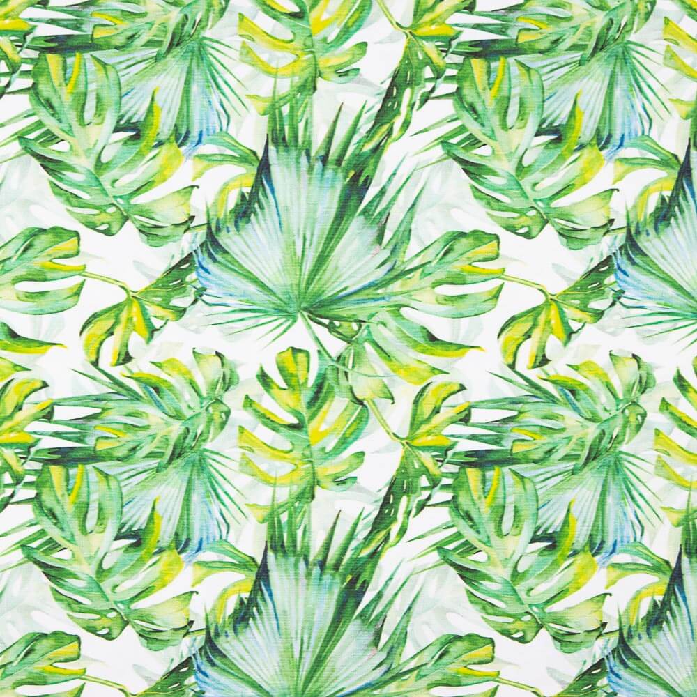 Loneta Estampada Folhas Tropicais Verdes - Ribes y Casals