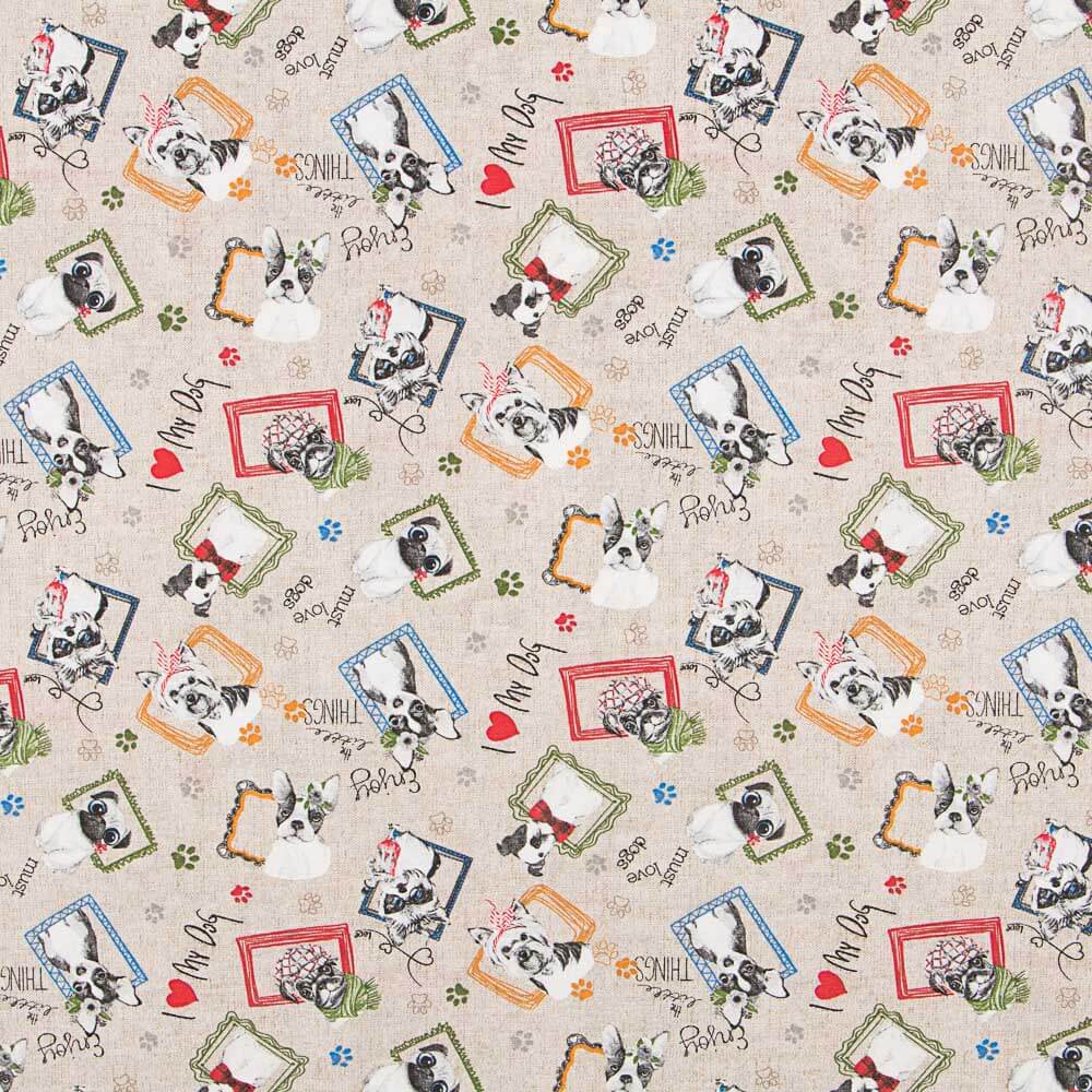 Loneta Estampada Puppies Love - Ribes y Casals