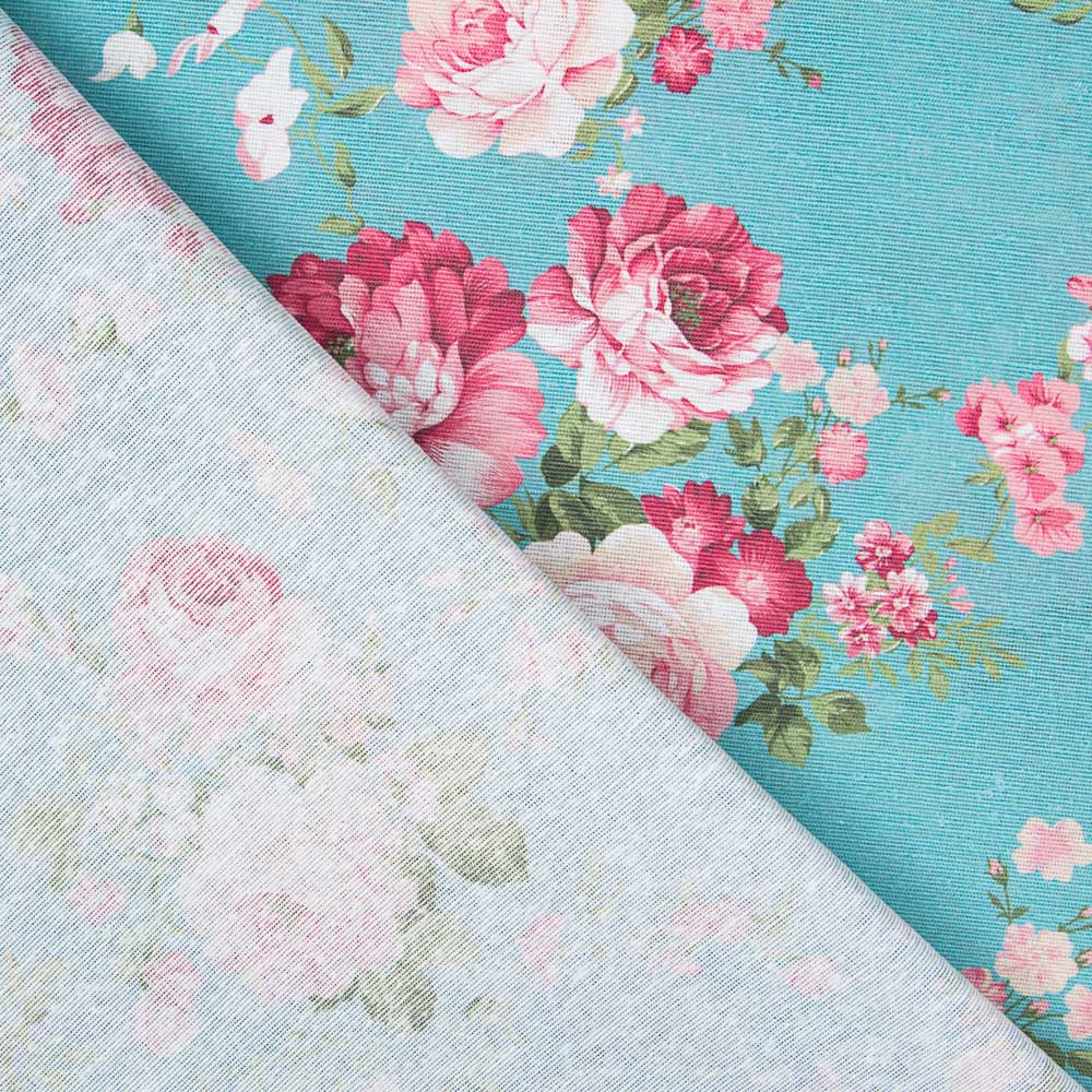 Loneta Flor Vintage Turquesa - Ribes y Casals