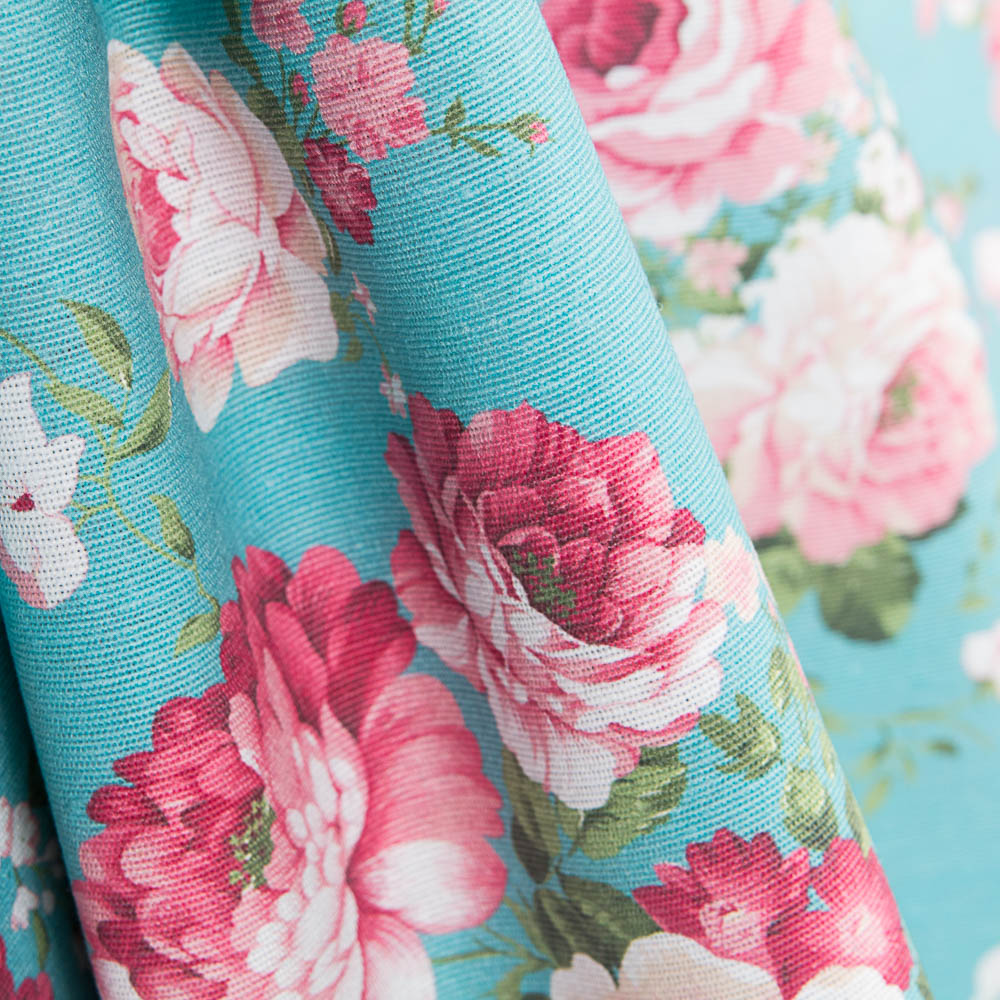 Loneta Flor Vintage Turquesa - Ribes y Casals