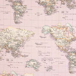 Tela Lona Estampada Mapamundi Rosa - Ribes y Casals