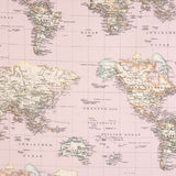 Tela Lona Estampada Mapamundi Rosa - Ribes y Casals