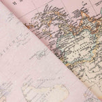 Tela Lona Estampada Mapamundi Rosa - Ribes y Casals