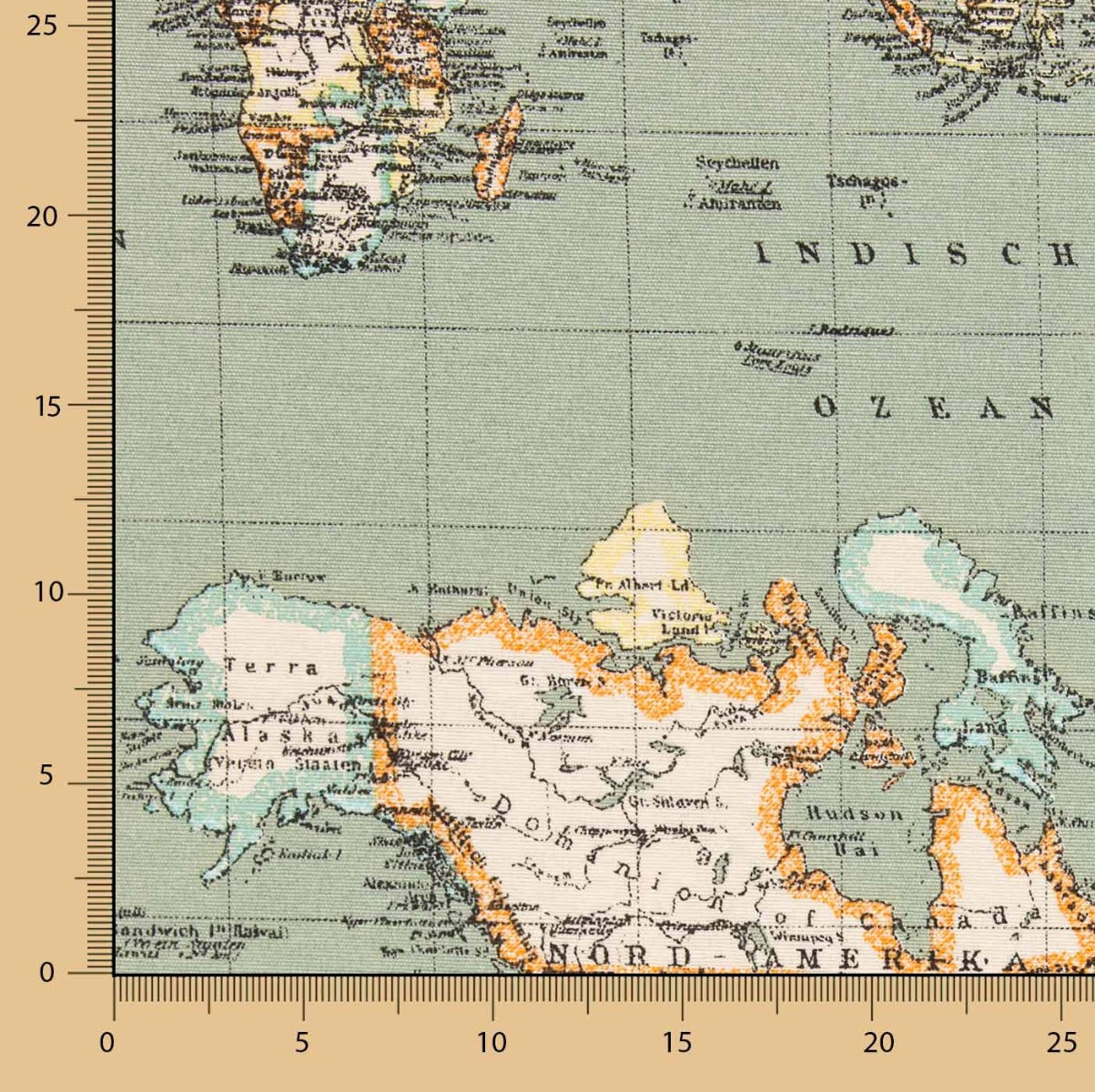 Tecido Loneta Mapa-múndi Azul - Ribes y Casals