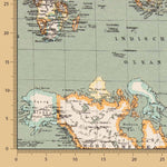 Tecido Loneta Mapa-múndi Azul - Ribes y Casals