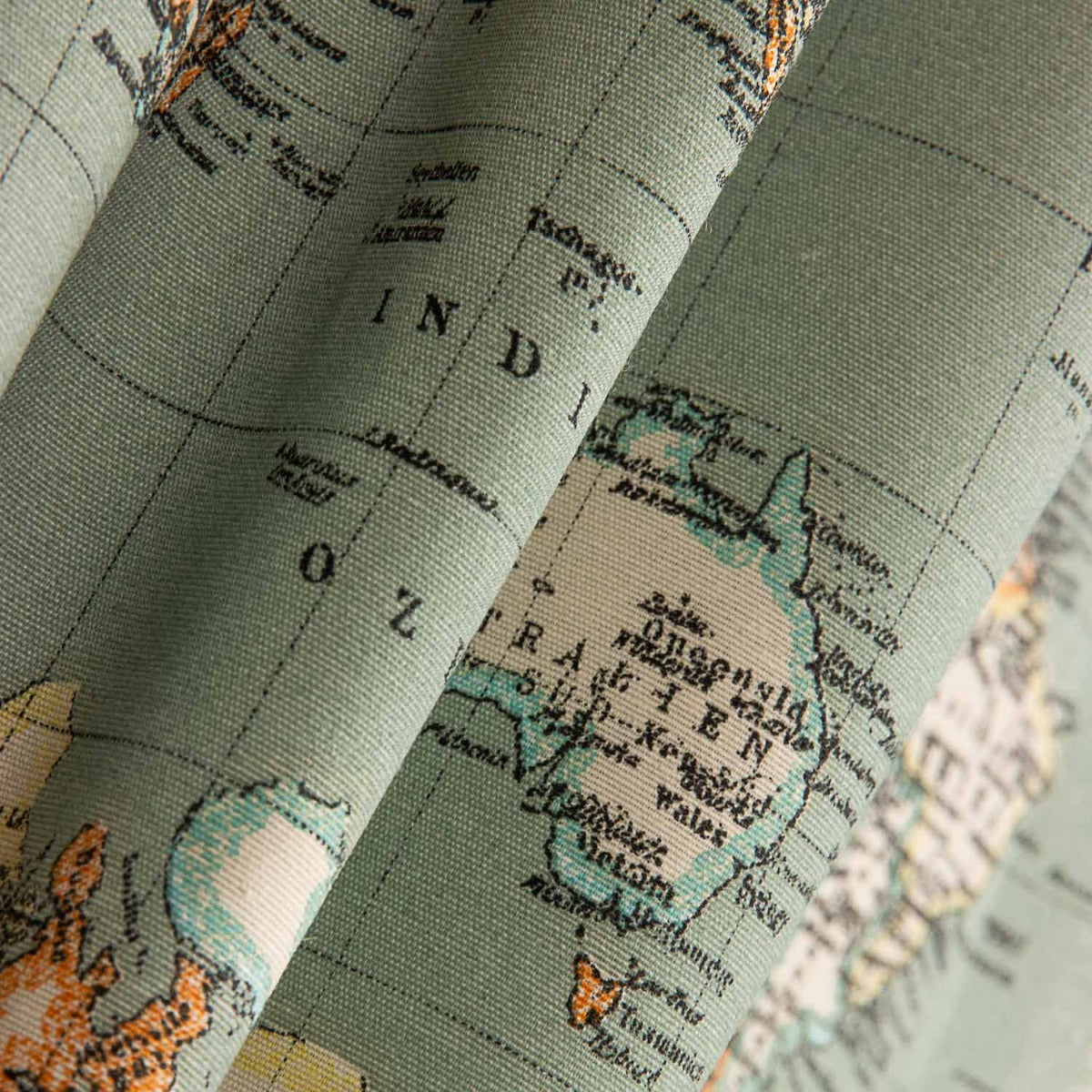 Tecido Loneta Mapa-múndi Azul - Ribes y Casals