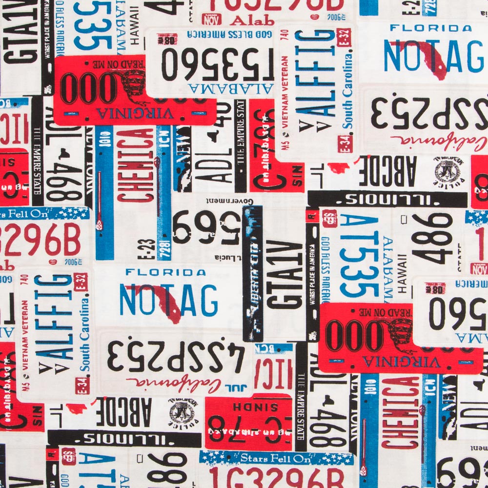 Retal Loneta Matrículas USA 140x280 cm - Ribes y Casals