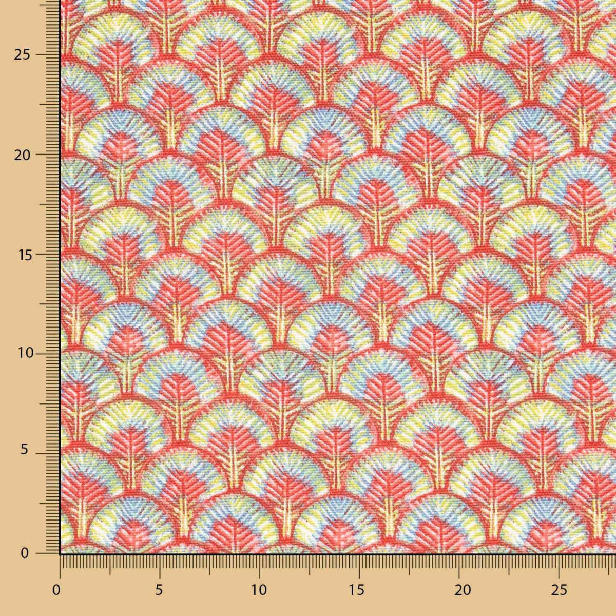 Loneta Algodão Penas Morango - Ribes y Casals