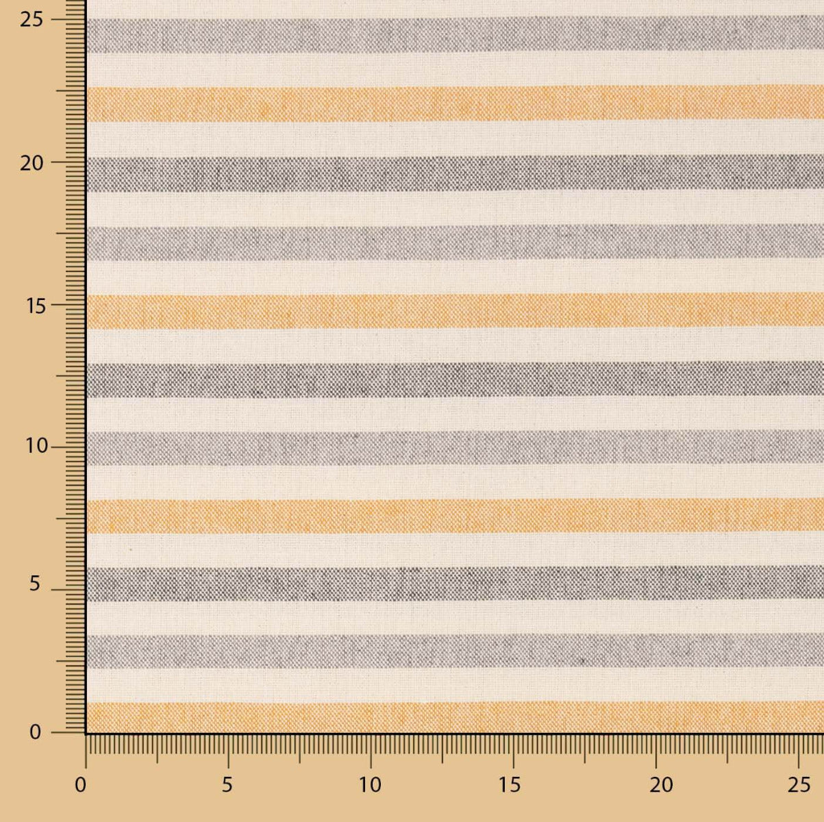 Loneta Algodão Listras Azul-Mostarda - Ribes y Casals