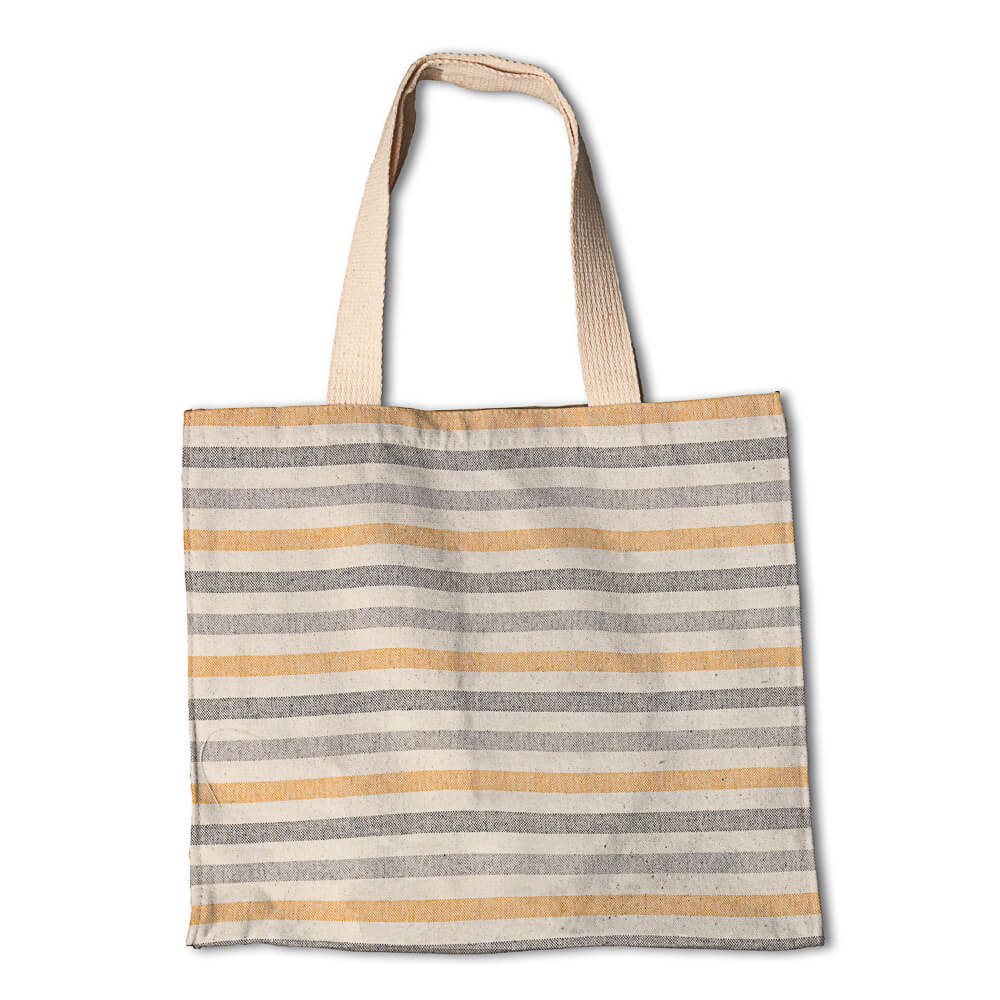 Loneta Algodão Listras Azul-Mostarda - Ribes y Casals