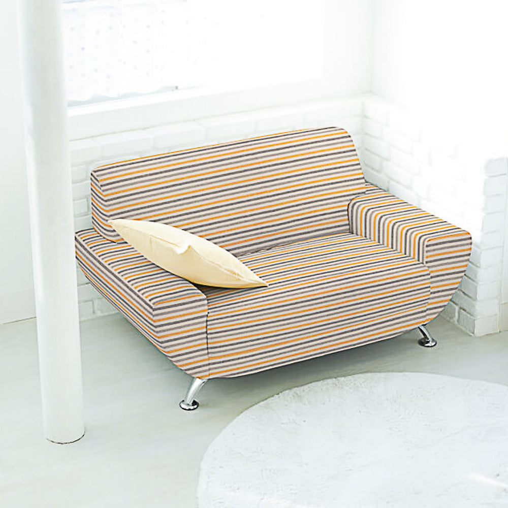 Loneta Algodão Listras Azul-Mostarda - Ribes y Casals