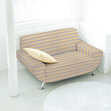 Loneta Algodão Listras Azul-Mostarda - Ribes y Casals