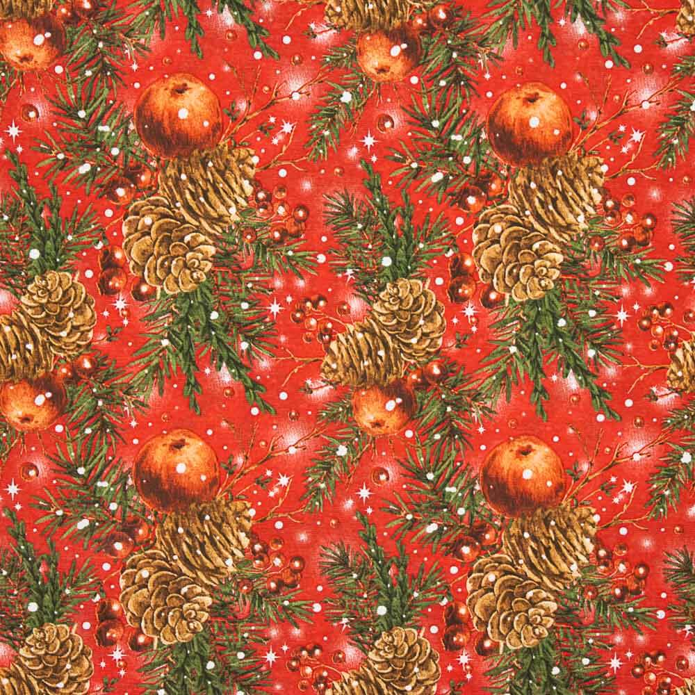 Retal Loneta Navidad Bolas Rojo 135x280 cm - Ribes y Casals