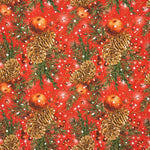 Retal Loneta Navidad Bolas Rojo 135x280 cm - Ribes y Casals