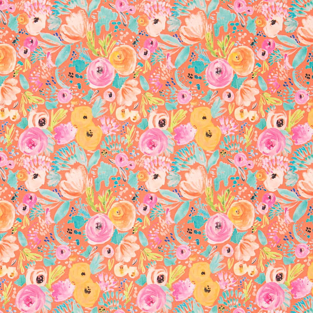 Loneta Supreme Floral Laranja - Ribes y Casals