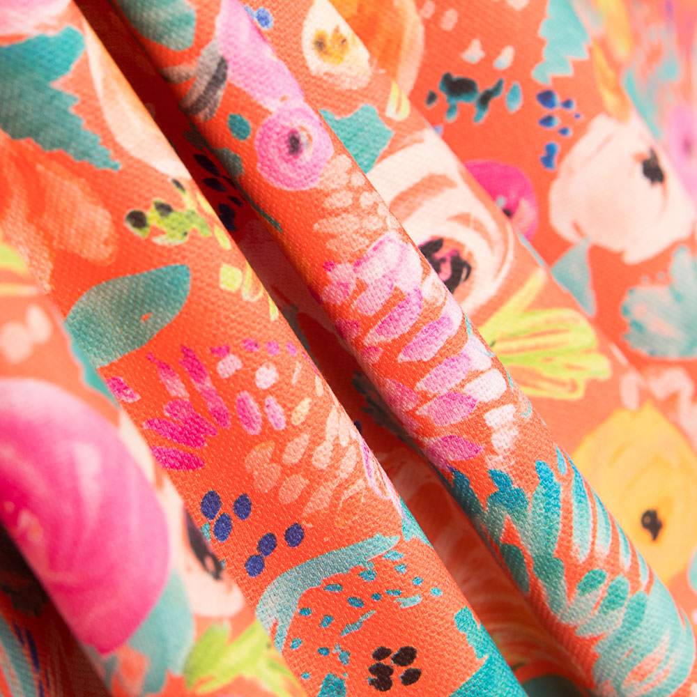 Loneta Supreme Floral Laranja - Ribes y Casals