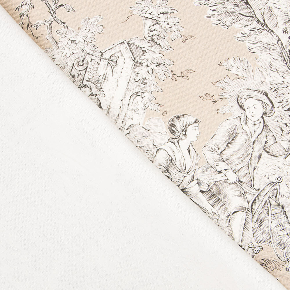 Retal Loneta Toile De Jouy Tostado 130x280 cm - Ribes y Casals