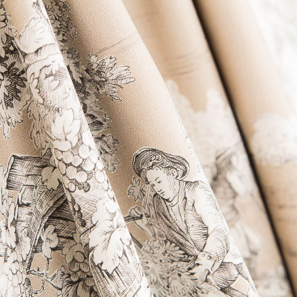 Retal Loneta Toile De Jouy Tostado 130x280 cm - Ribes y Casals