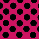Bolinhas Spandex 25mm Fundo Fúcsia Bolinhas Pretas - Ribes y Casals