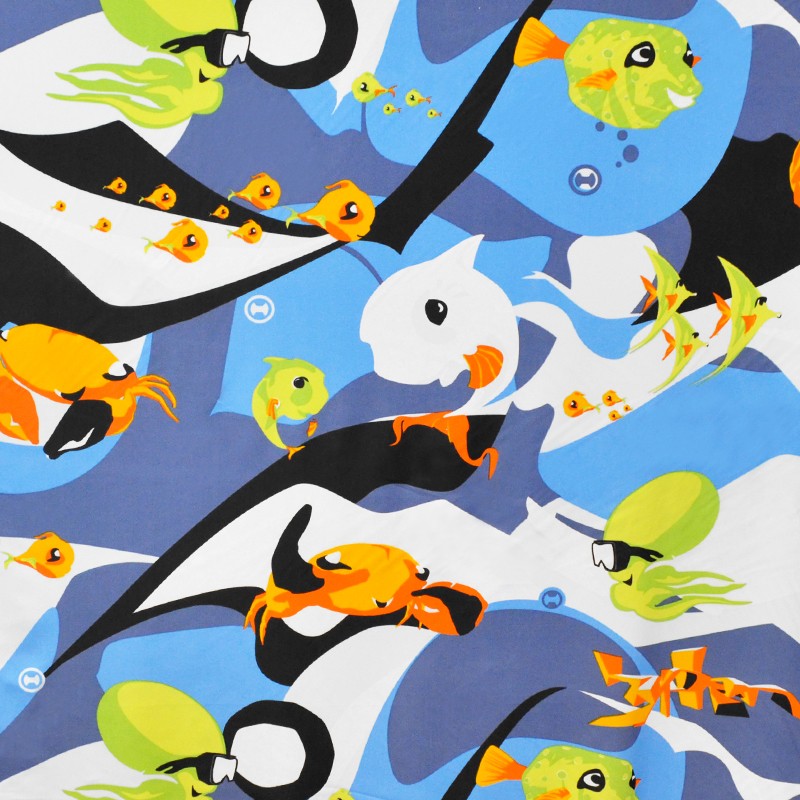 Tele Lycra Estampada Machas Degradé Azul - Ribes y Casals