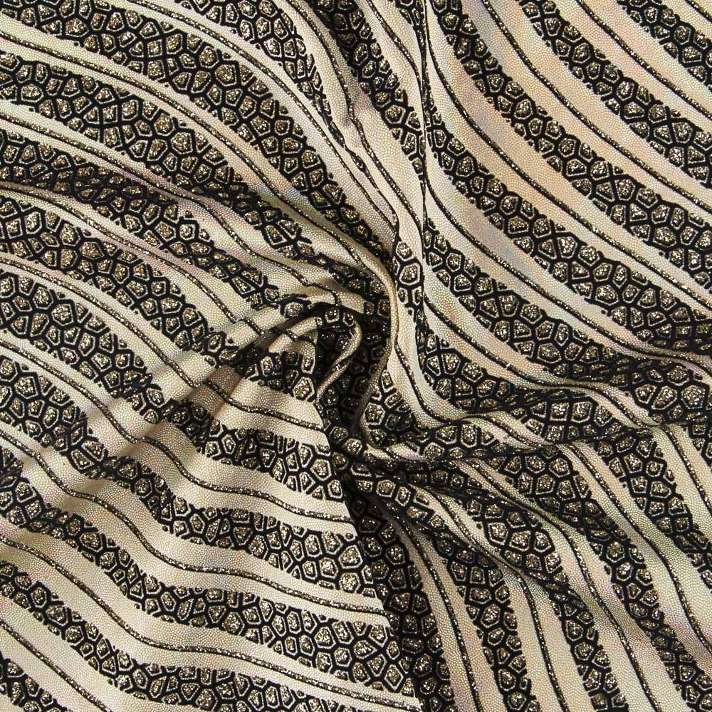 Lycra Aveludada Ondas Ouro - Ribes y Casals