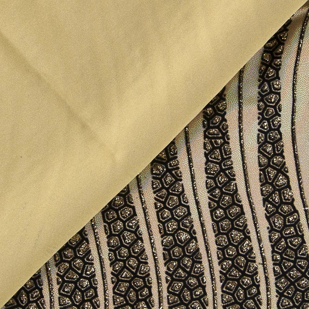 Lycra Aveludada Ondas Ouro - Ribes y Casals