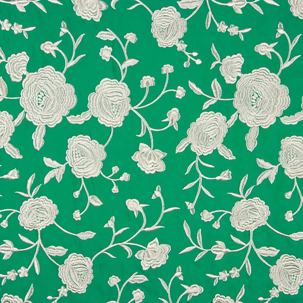 Xale Bordado Cru Tencel Esmeralda - Ribes y Casals