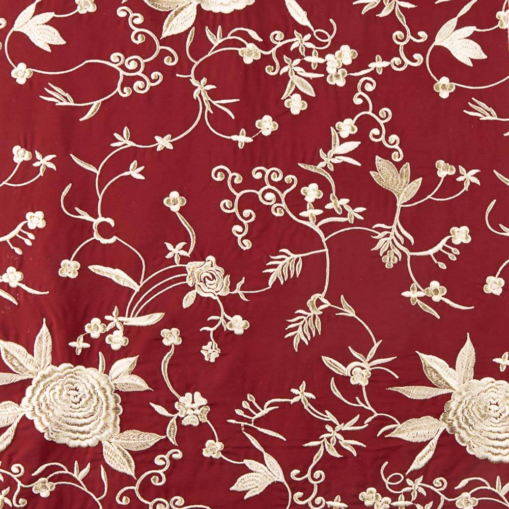 Xale Tencel Bordado Vermelho Escuro - Ribes y Casals