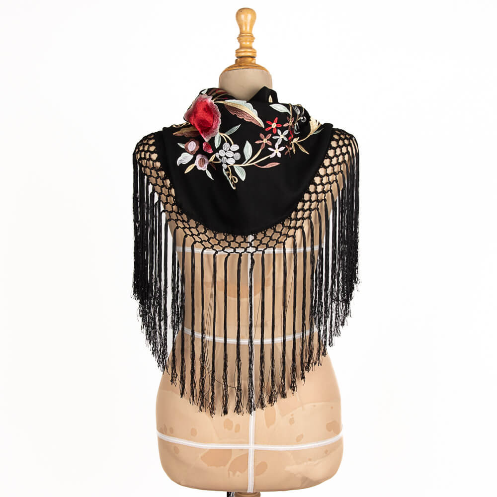 Xale Bordado Triana Preto - Ribes y Casals