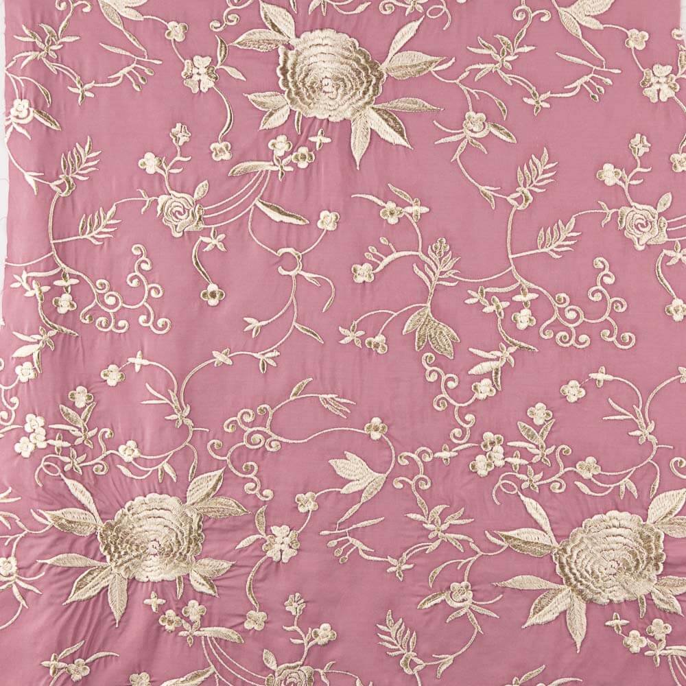 Xale Tencel Bordado Rosa - Ribes y Casals