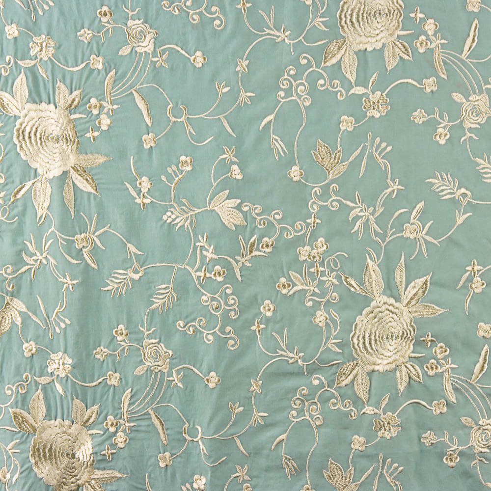 Xale Tencel Bordado Azul Mineral - Ribes y Casals