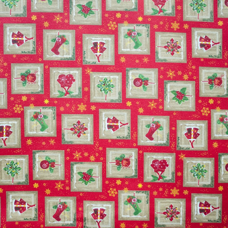 Toalha de Mesa Natal Anti-manchas Quadrados Vermelha - Ribes y Casals