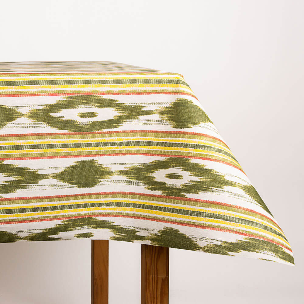 Toalha de Mesa Resinada Anti-manchas Ikat Verde - Ribes y Casals