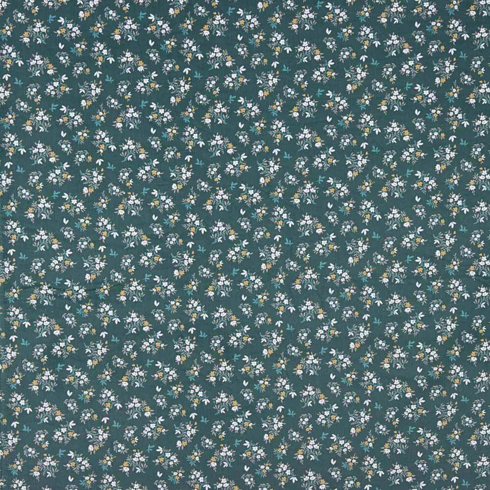 Micro Veludo Estampado Flores Verdes - Ribes y Casals