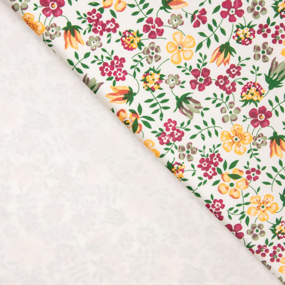 Micro Veludo Flores Branco - Ribes y Casals