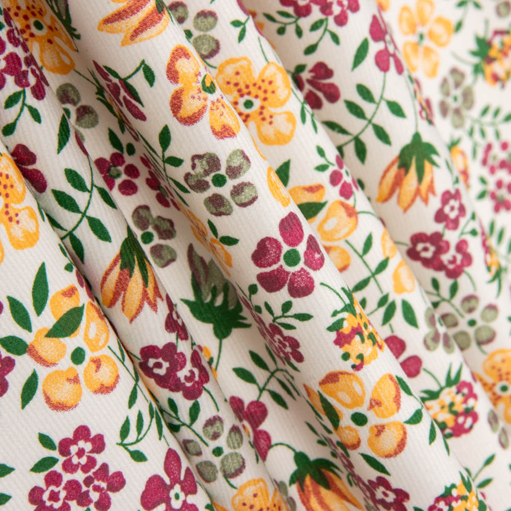 Micro Veludo Flores Branco - Ribes y Casals