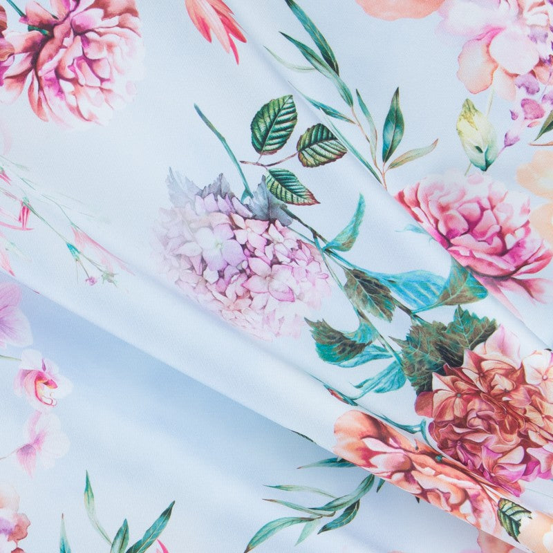 Tela Raso Mikado Ramajes Azul - Ribes y Casals