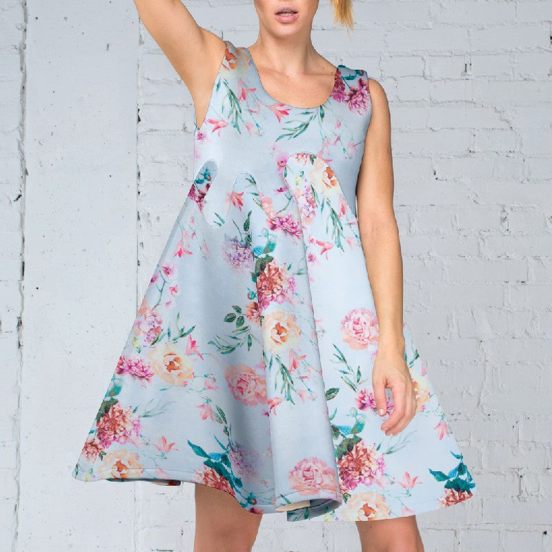 Tela Raso Mikado Ramajes Azul - Ribes y Casals