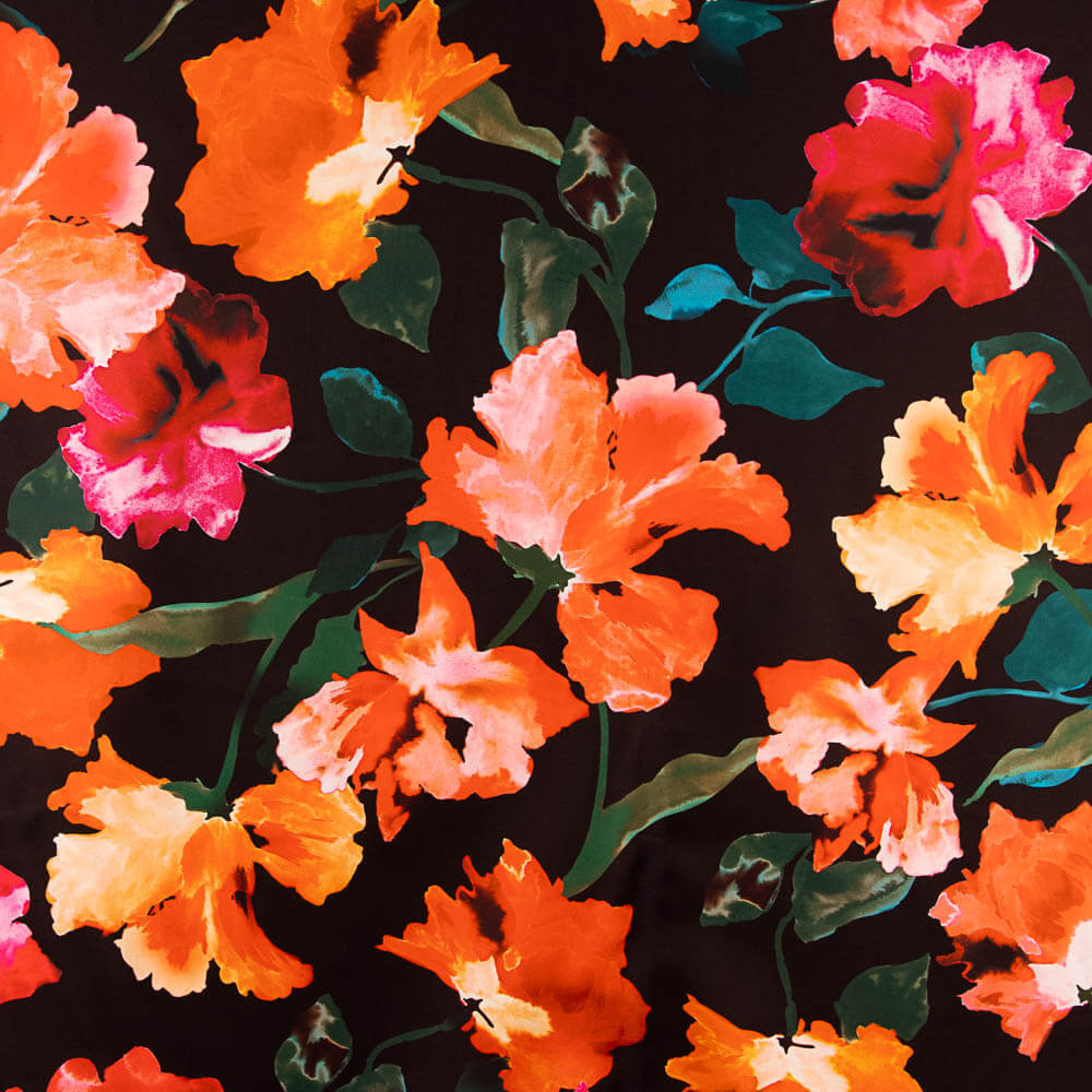 Mikado Poliéster Estampada Preto - Ribes y Casals