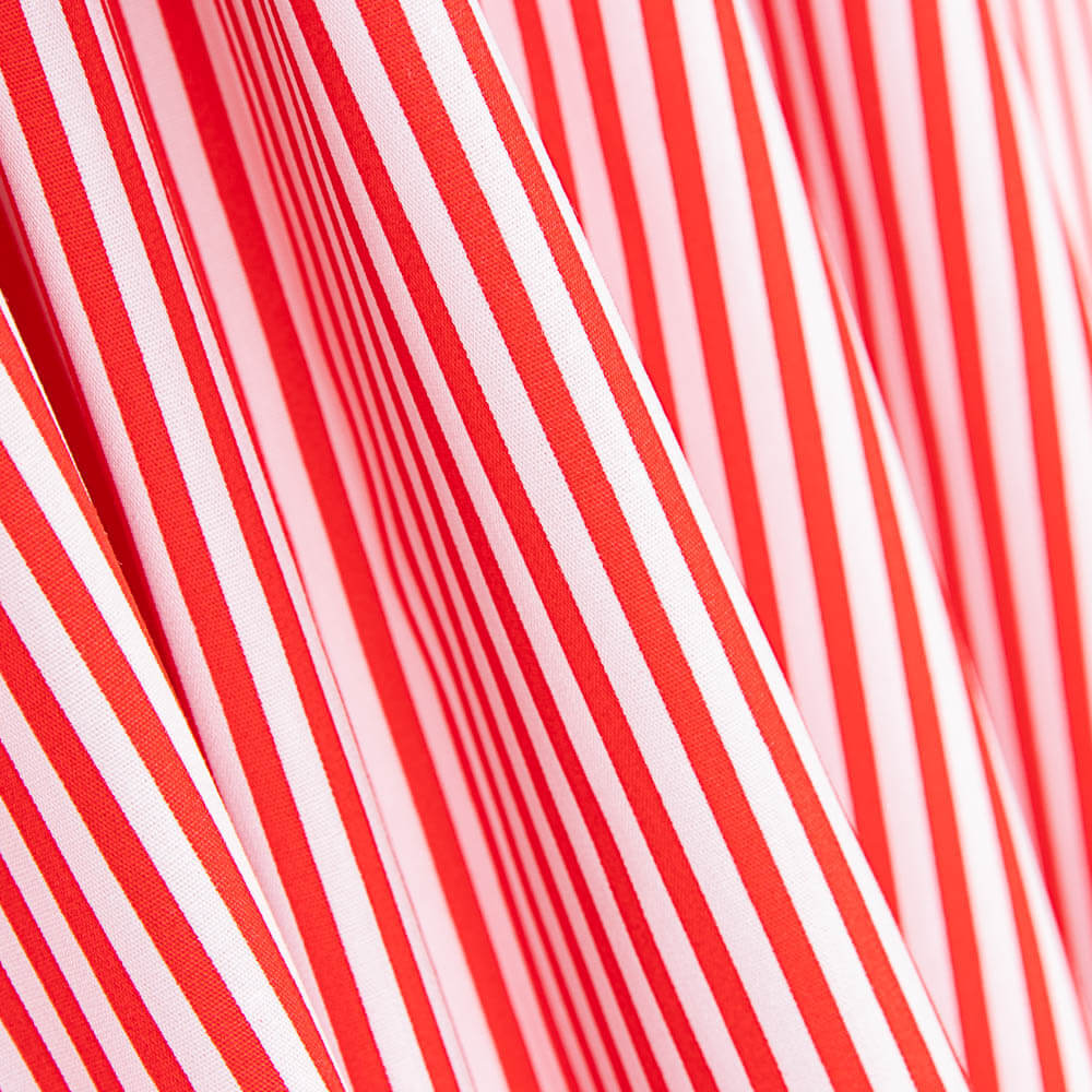 Popeline Algodão Listrado Vermelho - Ribes y Casals