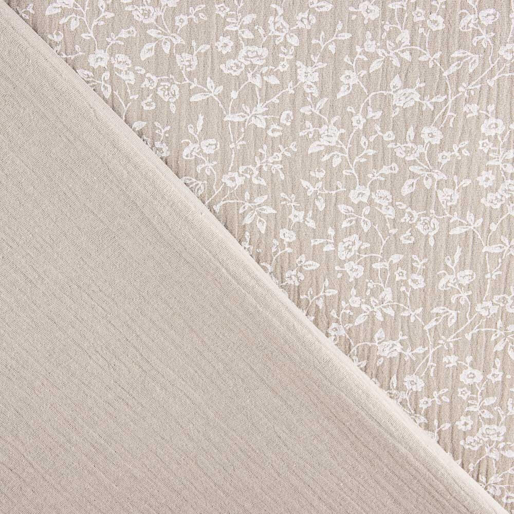 Musselina Algodão Flores Cinza - Ribes y Casals