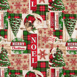 Loneta estampada com motivos natalícios: Pai Natal e tartan - Ribes y Casals
