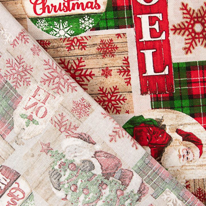 Loneta estampada com motivos natalícios: Pai Natal e tartan - Ribes y Casals