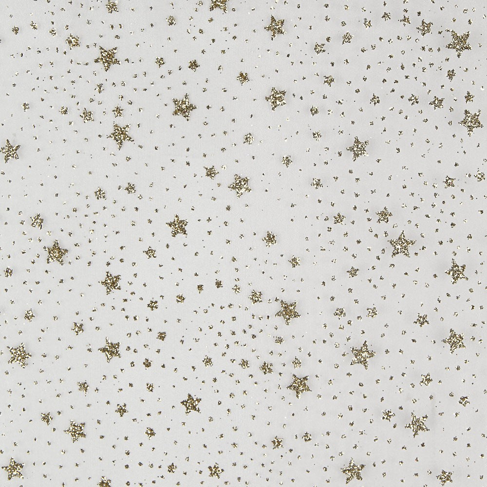 Organza Estrelas Douradas Branca - Ribes y Casals